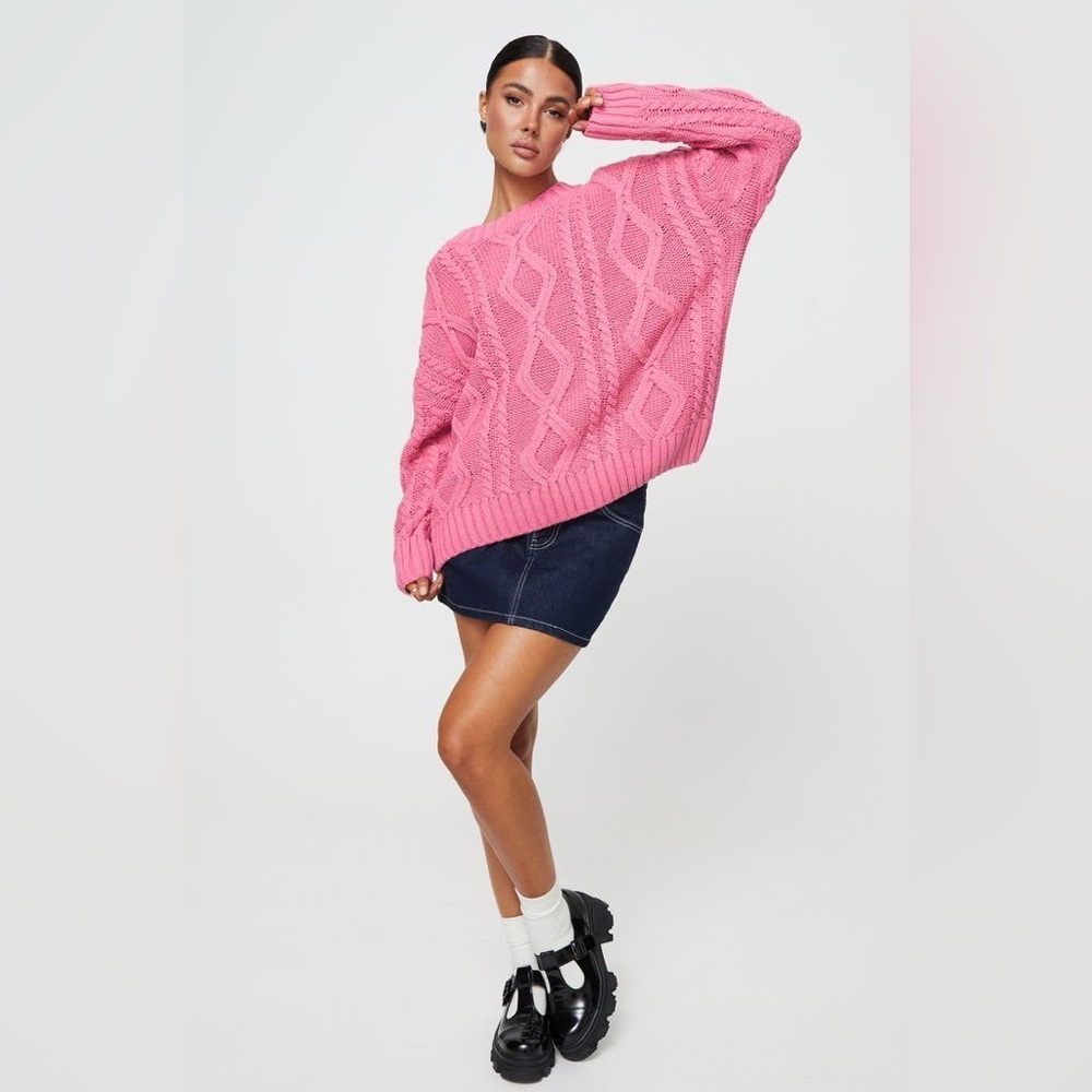 Princess Polly Anya Cable Switch oversized sweater